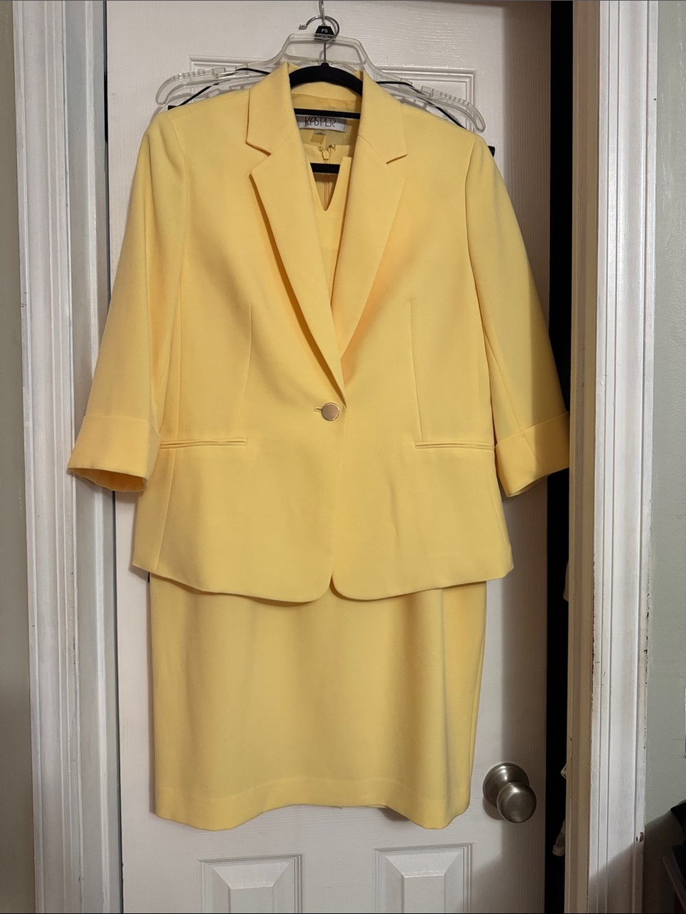 Kasper Yellow Women's Two-Piece Blazer and Dress Suit